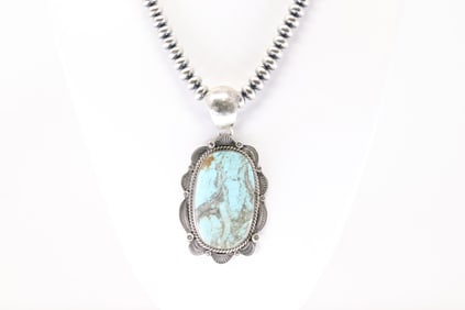 Native America Navajo Sterling Silver Number 8 Turquoise Pendent By Gilbert Tom With None Navajo