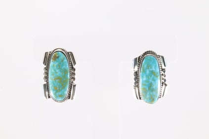 Native America Navajo Sterling Silver Turquoise Post Earring's By Dorothy Lee From R.B Company.