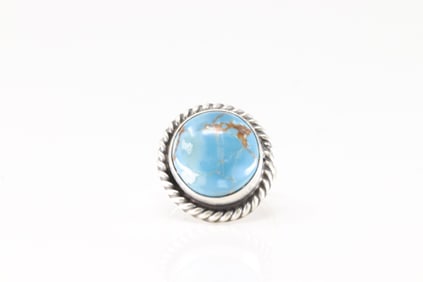 Native America Navajo Sterling Silver Turquoise Ring By Dixon.