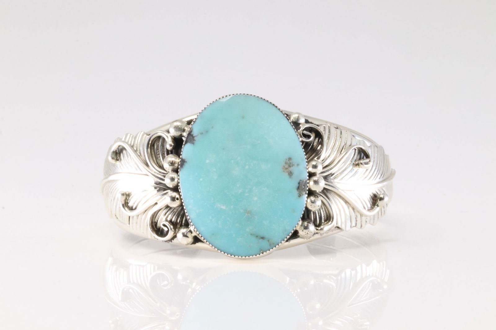Native America Navajo Sterling Silver Turquoise Bracelet Cuff By Gilbert Smith From R.B Company. (1 of 4)