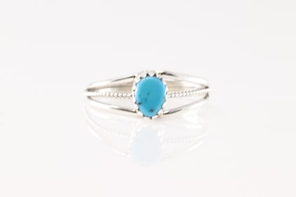 Native America Navajo Sterling Silver Turquoise Ring By Judy Lincoln.