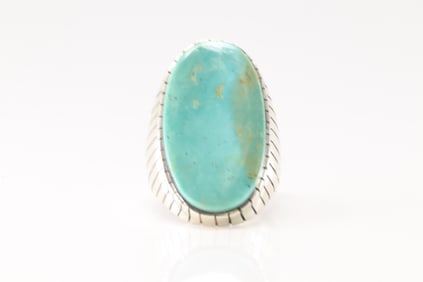 Native America Navajo Sterling Silver Turquoise Ring By R.