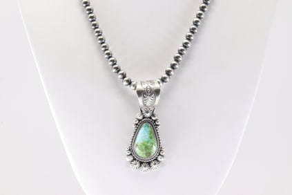 Native America Navajo Sterling Silver Turquoise Pendent By Tom Lewis With None Navajo Steraling