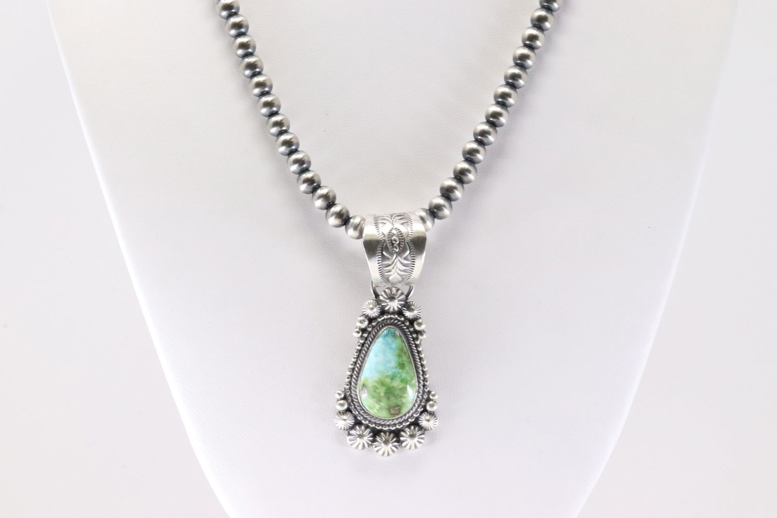 Native America Navajo Sterling Silver Turquoise Pendent By Tom Lewis With None Navajo Steraling (1 of 4)