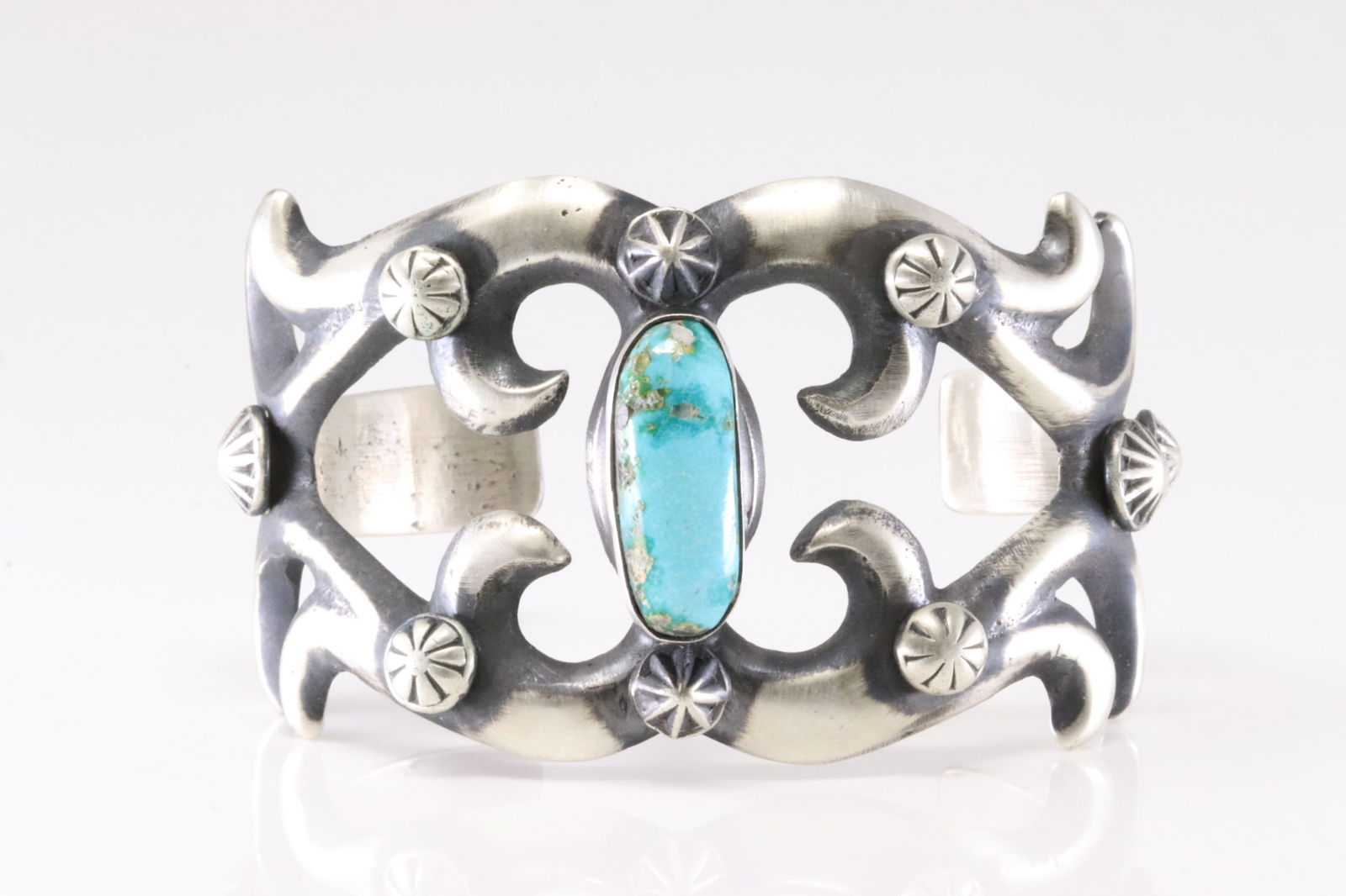 Native America Navajo Sterling Silver Sonora Gold Turquoise Bracelet Cuff By Chimney Butte. (1 of 4)
