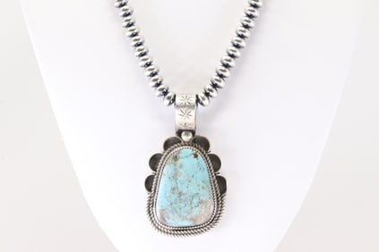Native America Navajo Sterling Silver Number 8 Turquoise Pendent By Juanita Mcdonal With None Navajo