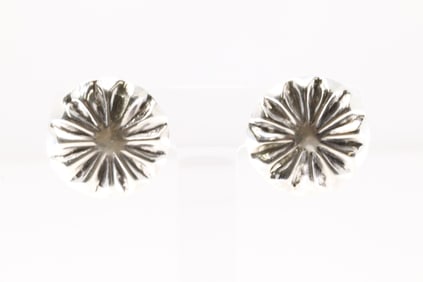 Native America Navajo Sterling Silver Stamped Post Earring's By Sally Shurley.
