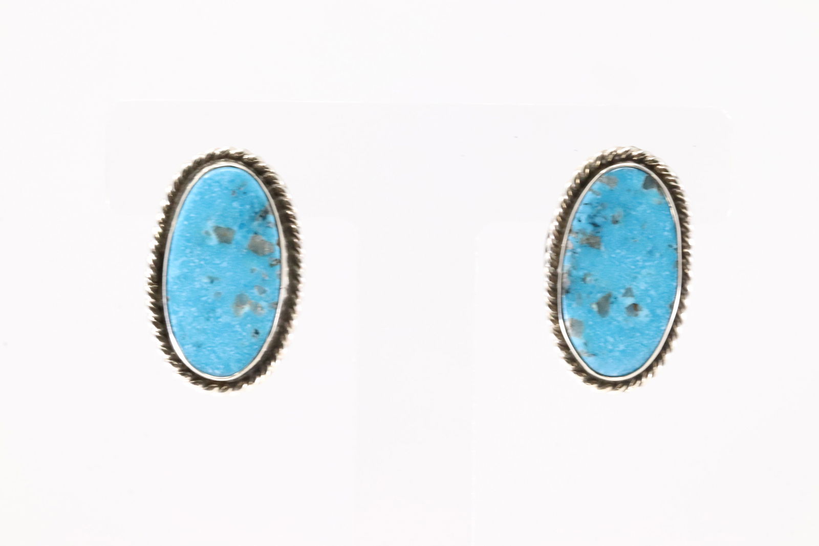 Native America Navajo Sterling Silver Turquoise Post Earring's By Arlene Lewis.: This is a Native America Navajo Sterling Silver Turquoise Post Earring's By Arlene Lewis.