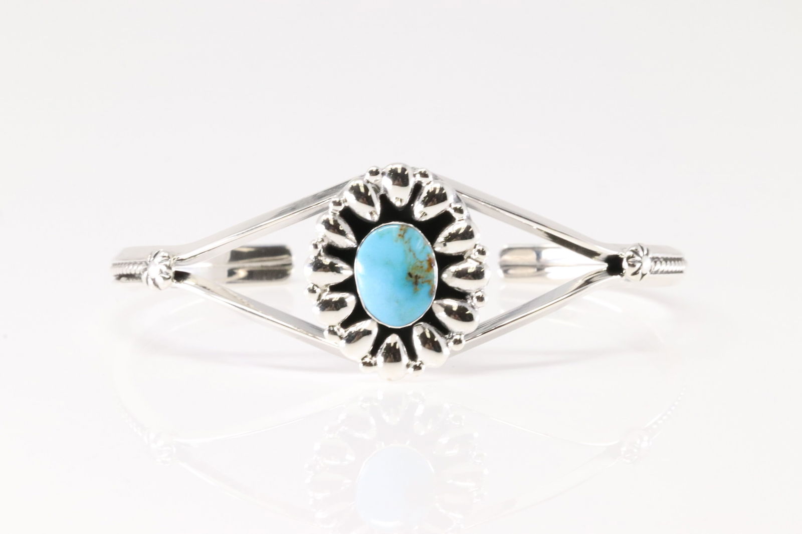 Native America Navajo Sterling Silver Turquoise Bracelet Cuff By Charlene Yazzie.: This is a Native America Navajo Sterling Silver Turquoise Bracelet Cuff By Charlene Yazzie.