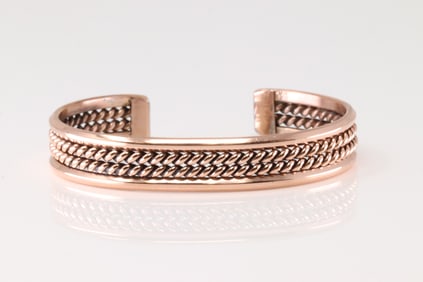 Native America Navajo Copper Bracelet Cuff By Elaine Tahe.