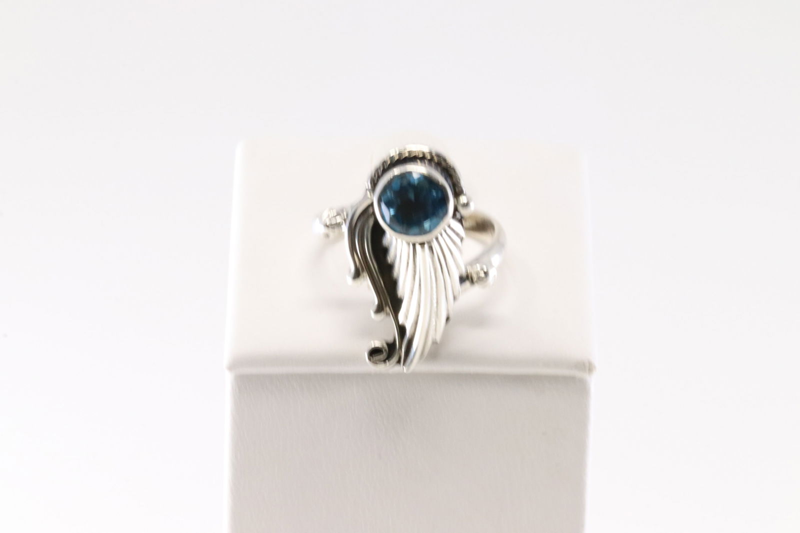 Native America Navajo Sterling Silver Blue Topaz Ring By Mike Smith. From R.B Company. (1 of 4)