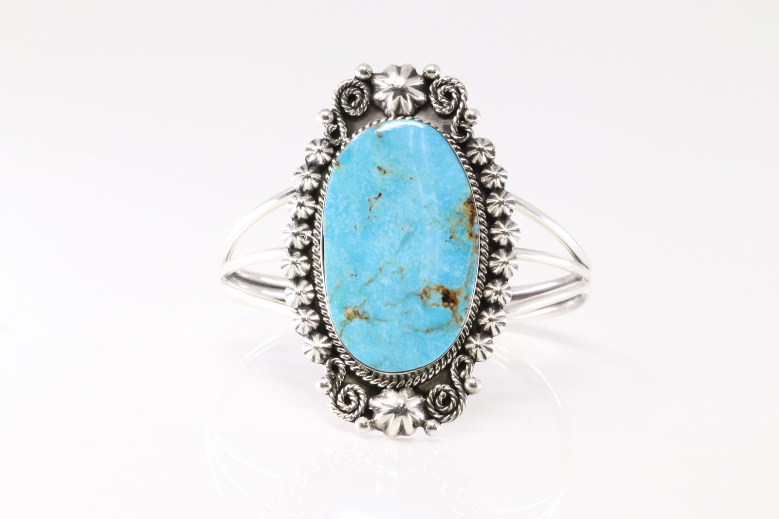 Native America Navajo Sterling Silver Kingman Turquoise Bracelet Cuff By Jennifer Cayaditto From R.B (1 of 4)
