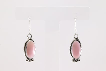 Native America Navajo Sterling Silver Pink Conch Dangling Earring's By Bernita Begay.