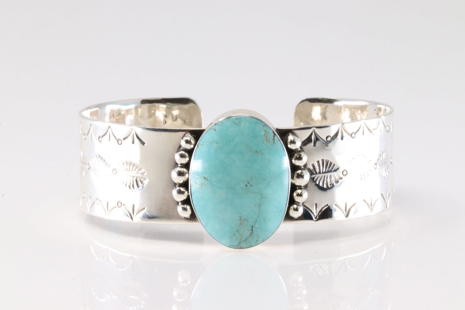 Native America Navajo Sterling Silver Turquoise Bracelet Cuff By David Lee. (1 of 4)