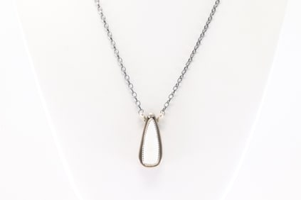 Native America Navajo Sterling Silver White Buffalo Necklace By Virginia Hinio.