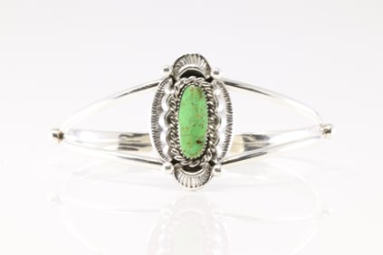 Native America Navajo Sterling Silver Turquoise Bracelet Cuff By Sadie Jim. From R.B Company.