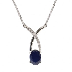 Sapphire & Diamond Pendant / Necklace 10Kt.