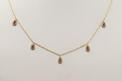 Ruby & Diamond Necklace 14Kt.