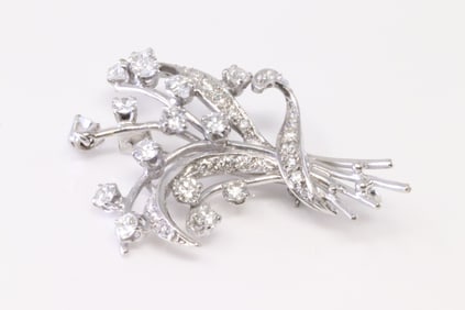 Diamond Spray Pin / Brooch 18Kt.