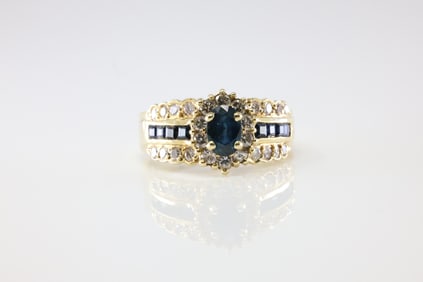 Sapphire & Diamond Gold Ring 14Kt.
