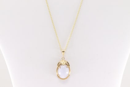 Lavander Jade Pendant and Necklace 14Kt.