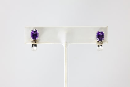Amethyst & Diamond Earring 10Kt.
