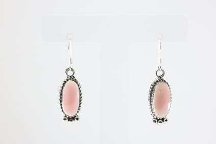 Native America Navajo Sterling Silver Pink Conch Dangling Earring's By Bernita Begay.