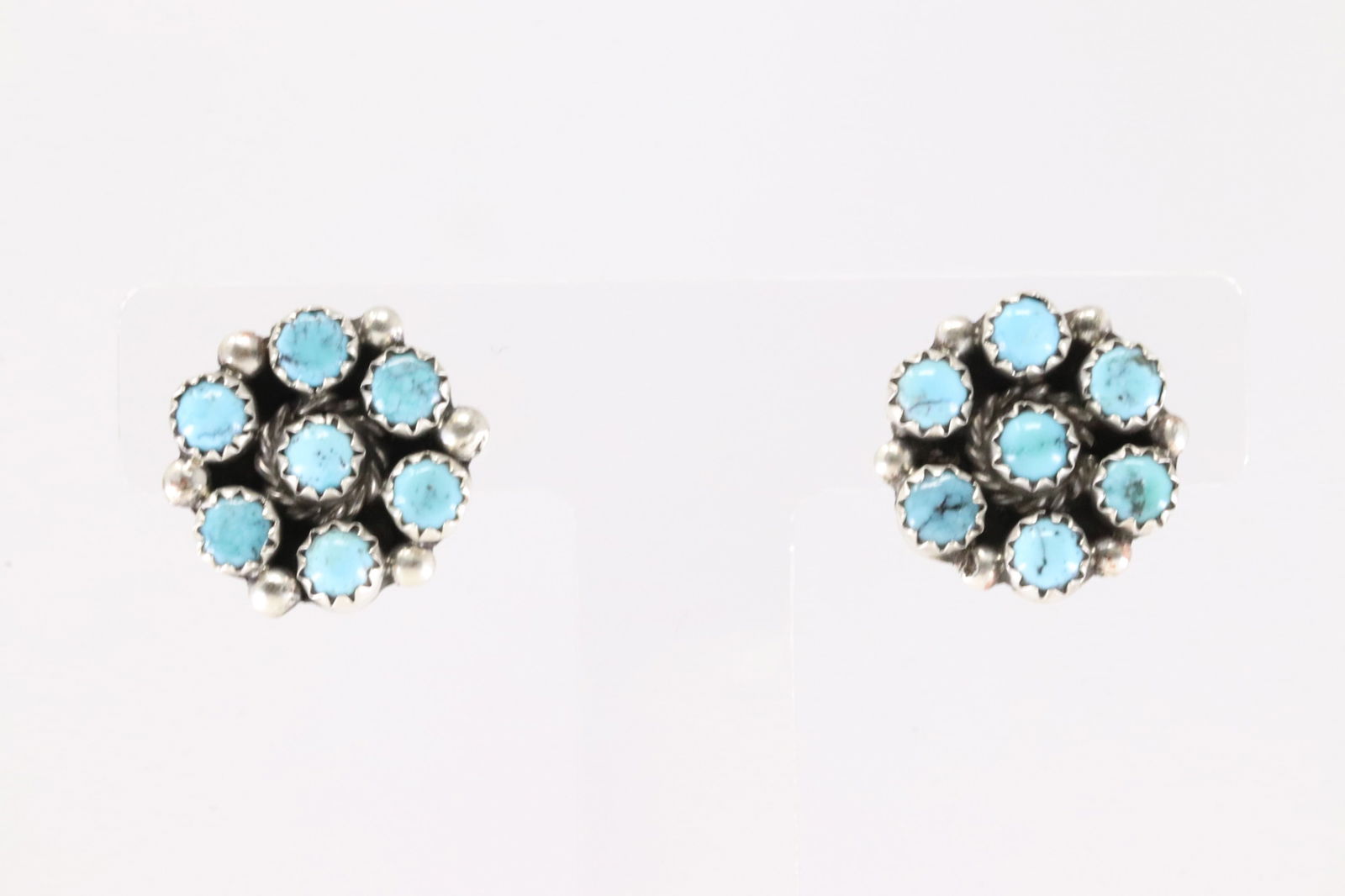 Native America Navajo Sterling Silver Kingman Turquoise Post Earring's By B. (1 of 4)