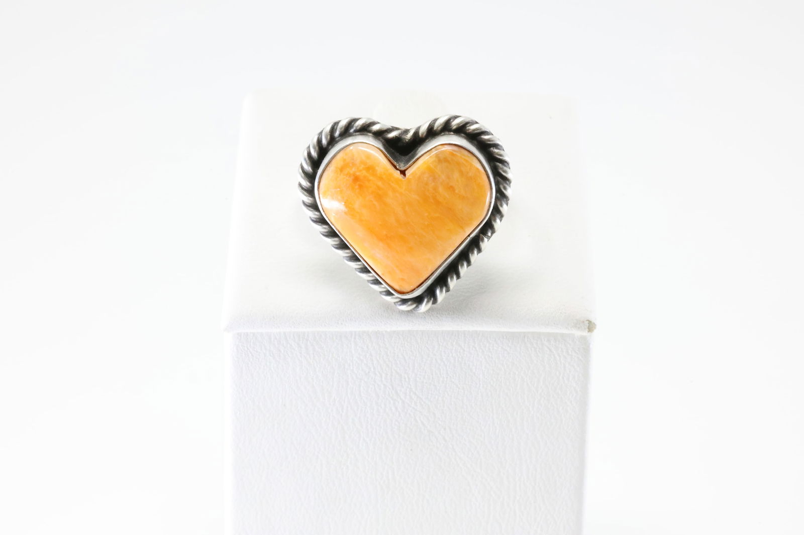 Native America Navajo Sterling Silver Spiny Oyster Heart Ring By Dixon. (1 of 4)