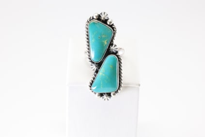 Native America Navajo Sterling Silver Turquoise Ring By RN.