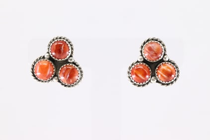 Native America Navajo Sterling Silver Spiny Oyster Post Earring's By B.