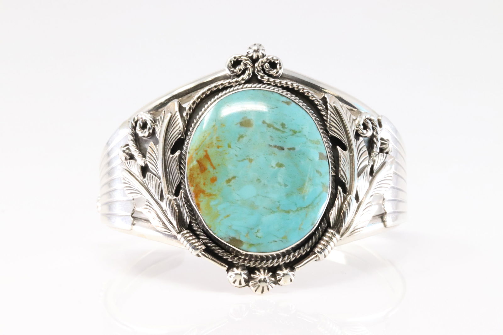 Native America Navajo Sterling Silver Kingman Turquoise Bracelet Cuff By Loretta Delgarito. From R.B (1 of 4)