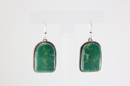 Native America Navajo Sterling Silver Royston Dangling Earring's By I Chee.