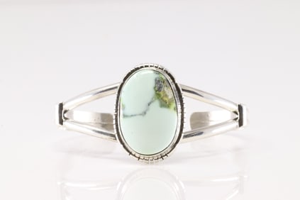 Native America Navajo Sterling Silver Palomino Turquoise Bracelet Cuff By S.E.