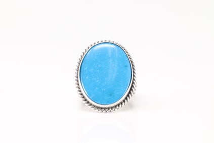 Native America Navajo Sterling Silver Turquoise Ring By SV.