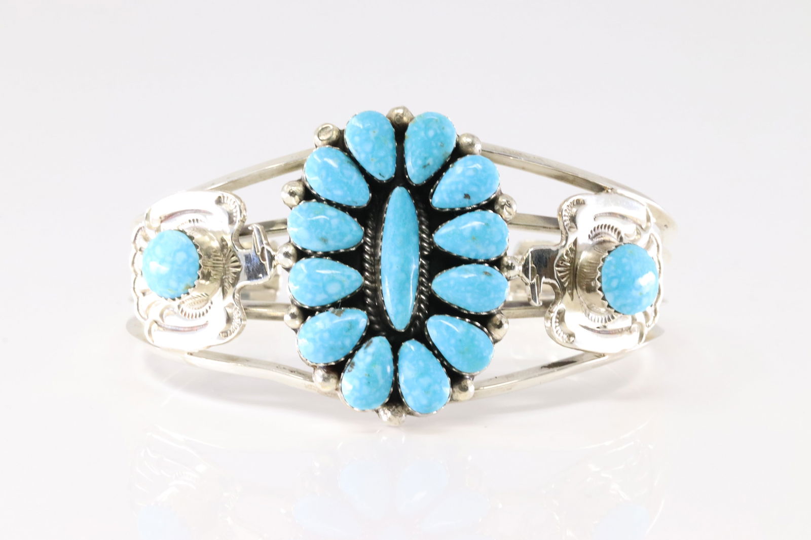 Native America Navajo Sterling Silver Turquoise Thunderbird Bracelet Cuff By Jimmy Garcia. (1 of 4)