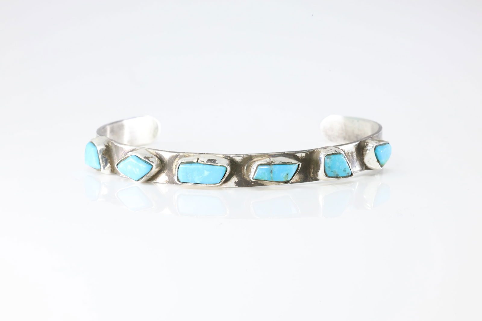 Native America Zuni Sterling Silver Turquoise Bracelet Cuff By Jude Candelaria. (1 of 4)