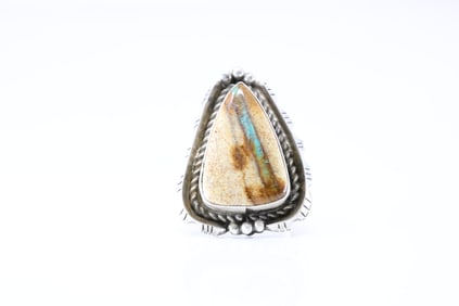 Native America Navajo Sterling Silver Turquoise Ring By L. SS.