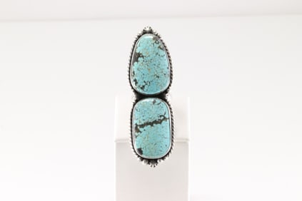 Native America Navajo Sterling Silver Turquoise Ring By Eugene Belone.