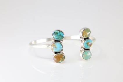 Native America Navajo Sterling Silver Turquoise Bracelet Cuff By G.James.