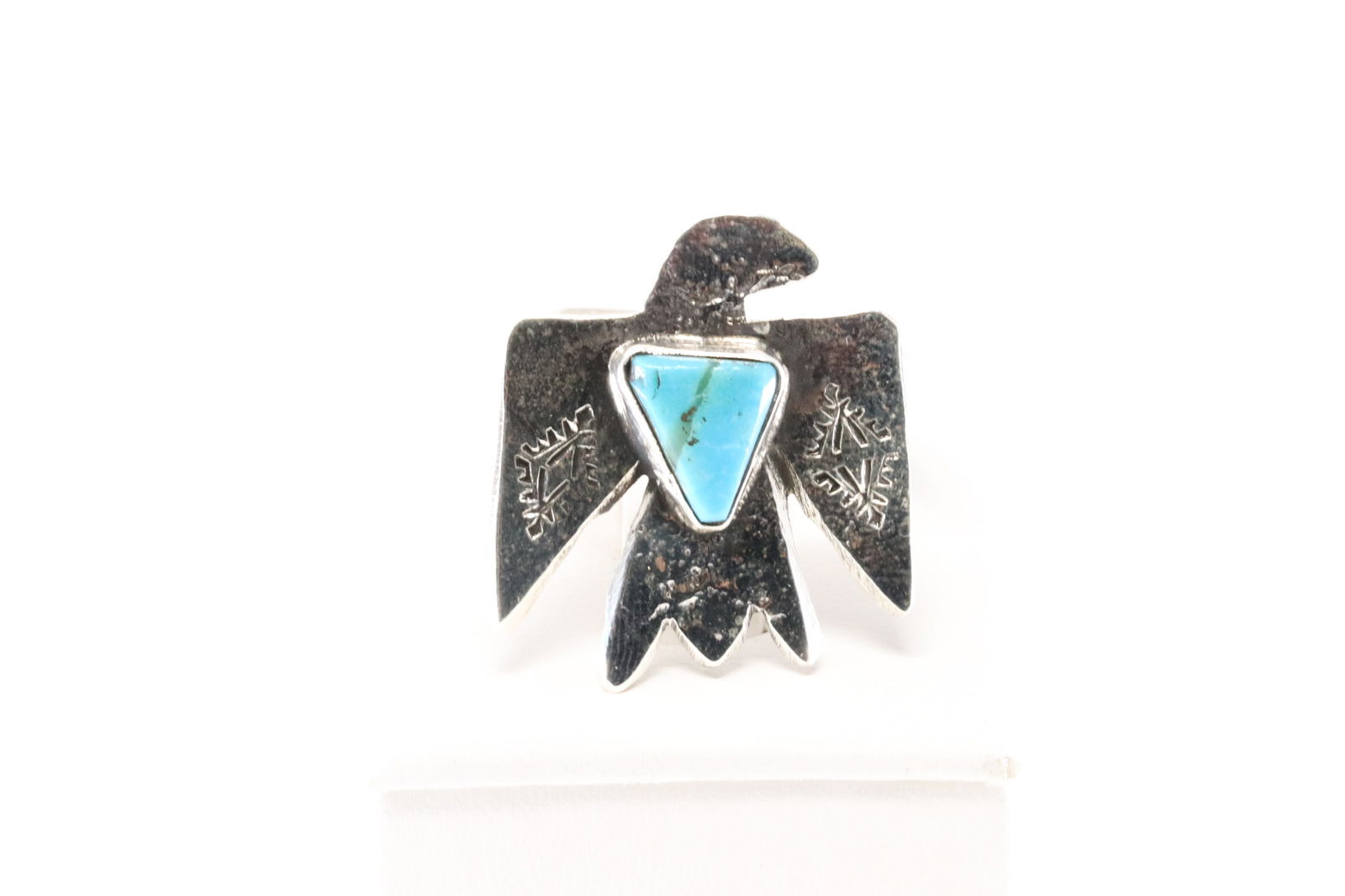Native America Zuni Sterling Silver Turquoise Thunderbird Ring By Jude Candelaria. (1 of 4)
