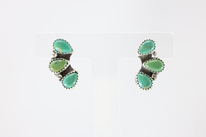 Native America Navajo Sterling Silver Turquoise Post Earring's By B.