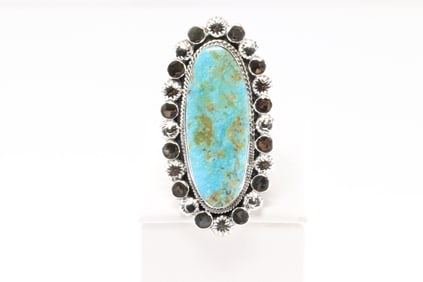 Native America Navajo Sterling Silver Turquoise Ring By Bernita Begay. From R.B Compnay.