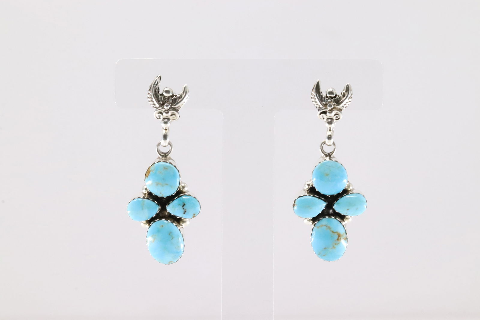 Native America Navajo Sterling Silver Turquoise Post / Dangling Earring's Eagle By Bernita Begay.: This is a Native America Navajo Sterling Silver Turquoise Post / Dangling Earring's Eagle By Bernita Begay. Stamp B.Begay.