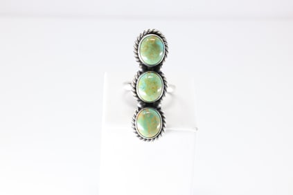 Native America Navajo Sterling Silver Turquoise Ring By RN.