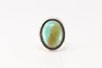 Native America Navajo Sterling Silver Turquoise Ring By A.M.