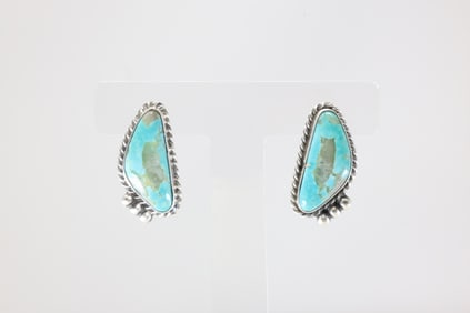 Native America Navajo Sterling Silver Royston Turquoise Post Earring's By Elouise Kee.
