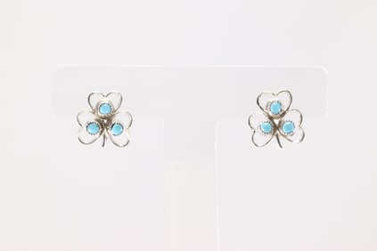 Native America Zuni Sterling Silver Turquoise Post Earring's By Hazel Pablito.