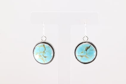 Native America Navajo Sterling Silver Turquoise Dangling Earring's By Joelias Draper.