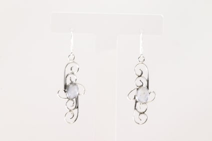 Native America Navajo Sterling Silver White Buffalo Dangling Earring's By Sheena Jack.